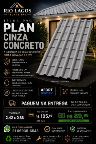 Telha de PVC cinza concreto PAGUEM NA ENTREGA