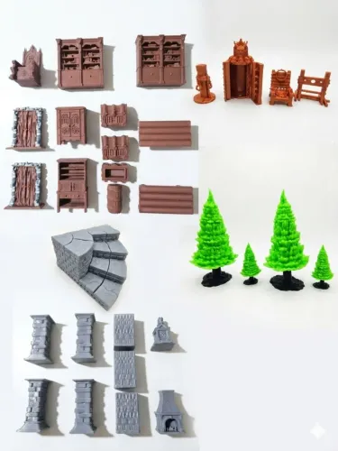 Kit 30 ítens componentes para heroquest Hero quest Mobilias Gloomhaven RPG D&D tabuleiro 