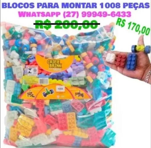 Blocos para montar infantil saco 1008 peças Peças de 3cm a 6cm +3 anos