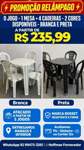 1 mesa e 4 cadeiras atacado 