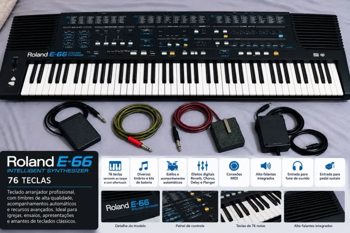 Roland E-66 - 76 Teclas + Pedal e Acessórios