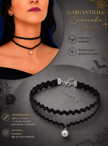 Gargantilha Choker Sianinha Modelo 2.4, Delicada E Ajustável