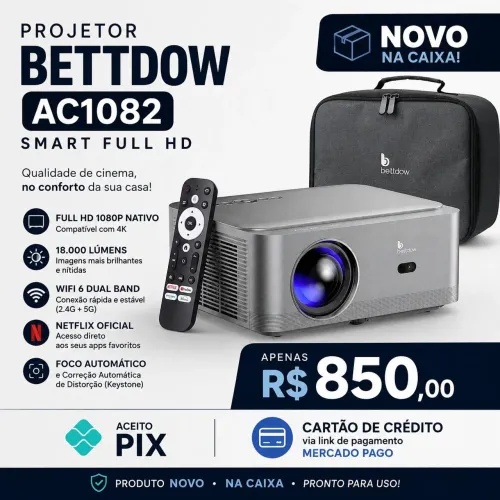 Projetor bettdow ac1082 novo na caixa
