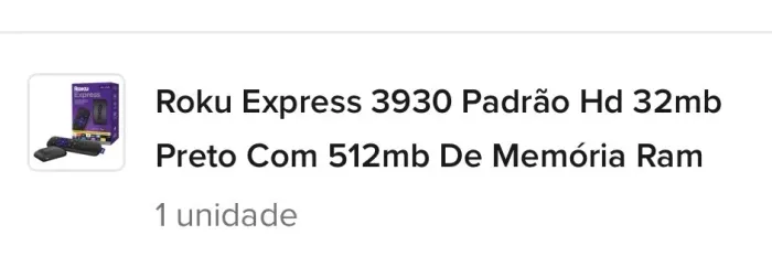 Roku Express 3930 padrao Hd 32mb com 512mb de memória ram