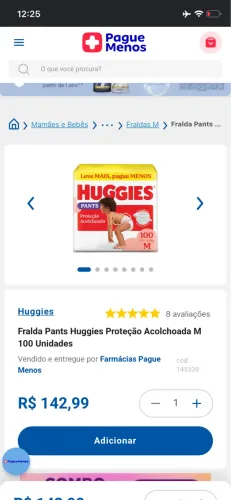Fralda Huggies Supreme Care 100 unidades 