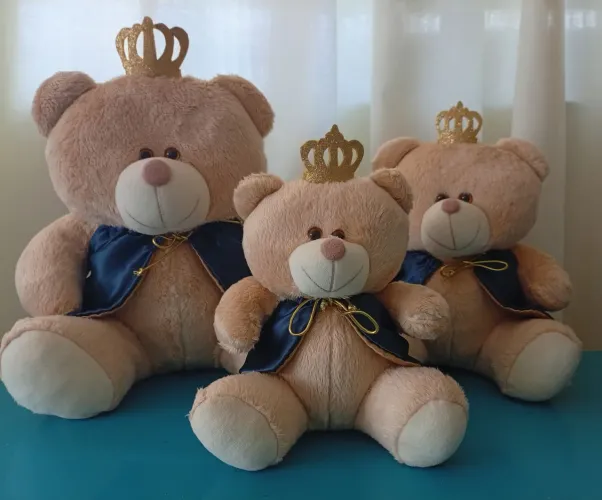 KIT - Trio de ursinhos Realeza 20cm, 25cm e 30cm