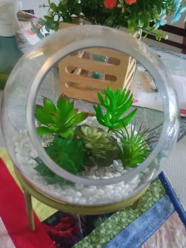 Terrário pequeno com suporte
