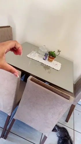 Conjunto Sala de Jantar Tampo de Vidro 4 Cadeiras Capri Madesa