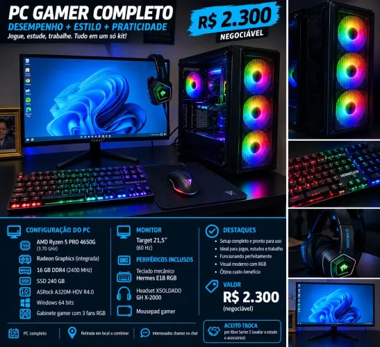 PC GAMER COMPLETO - Negocio por XBOX SERIES S