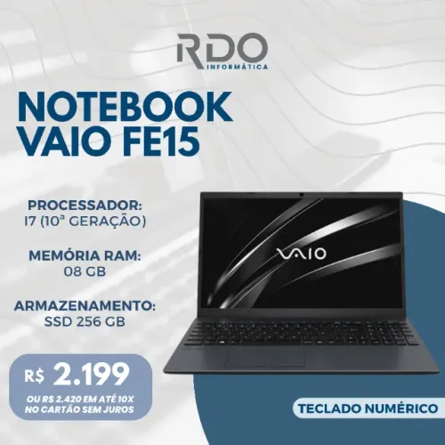 Notebook Vaio FE15 i7 10ª Geração 8GB RAM 256GB SSD - Ideal pata home office!