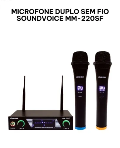 Microfone Sem Fio Soundvoice MM-220 SF (Duplo, lapela e headset)