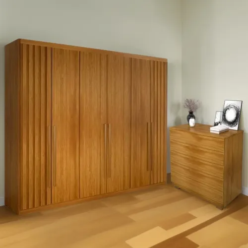 Guarda-Roupa Casal Ripado s + Cômoda Fortaleza tt544