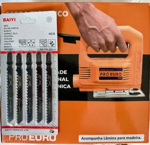 Serra Tico Tico Elétrica Profissional PróEuro 500 w para Aço Madeira Metal com 5 Serras