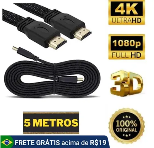 Cabo Hdmi 5 Metros 4k Ultra Hd 3D 3.0 Blindado Com Revestimento Interno E Nylon z893