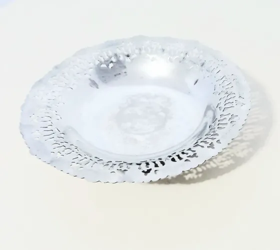 Antigo Centro de Mesa/Fruteira de Metal Espessurado a Prata - Prata Rey 100