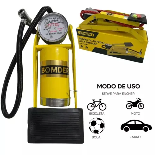 Bomba Ar Alta Pressão Pedal Para Pneu Moto Carro Bicicleta novo lacrado