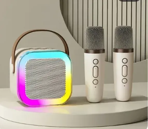 Caixa de Som com 2 Microfones Led RGB Bluettoth K12 Karaoke z729