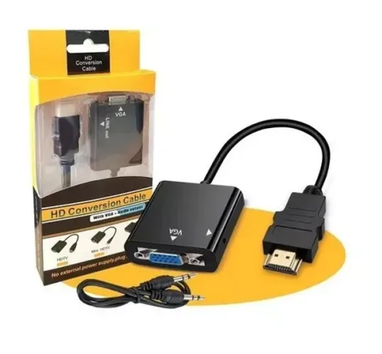 Cabo Adaptador Conversor HDMI para VGA com Saída P2 de áudio