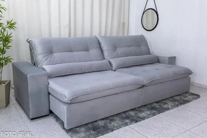 Sofá Retrátil Reclinável 2.90m Soft Molas Bonnel rf64