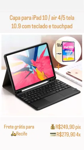 Capa Teclado iPad 10/11 Air 4/5 Tela 10.9/ 11 pol