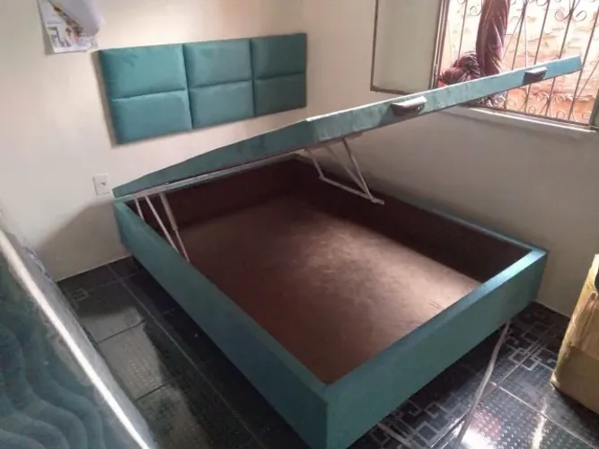 Base de Cama Baú Casal Turquesa