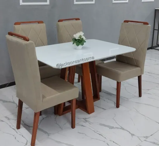 Mesa de vidro Laqueado kit 4 Cadeiras P.r.o.n.t.a E.n.t.r.e.g.a 