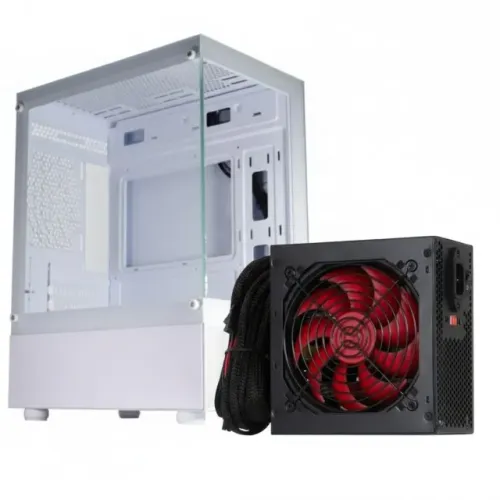 Combo Gamer Gabinete Aquário Branco Medusa + Fonte 500w Fortrek *ENTREGA GRÁTIS*