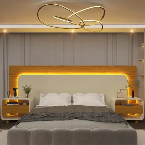 Cabeceira Innova Mdf com luz led serve cama casal , Queen ou King 