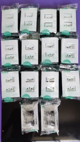 Kit 14 Conjunto 2 Tomadas 20A/250V Linha Lissê Branco <br>4x2 Aria Cor Branco