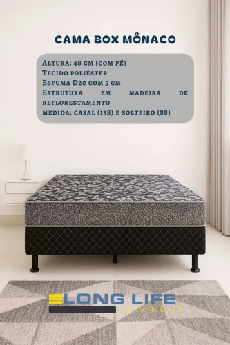 PROMOÇÃO - CAMA BOX MÔNACO SOLTEIRO 88CM - LONG LIFE