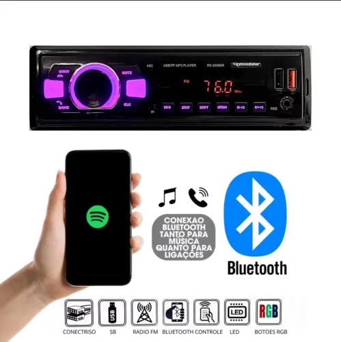 Som automotivo conexão bluetooth USB e entrada p2 Entregamos 