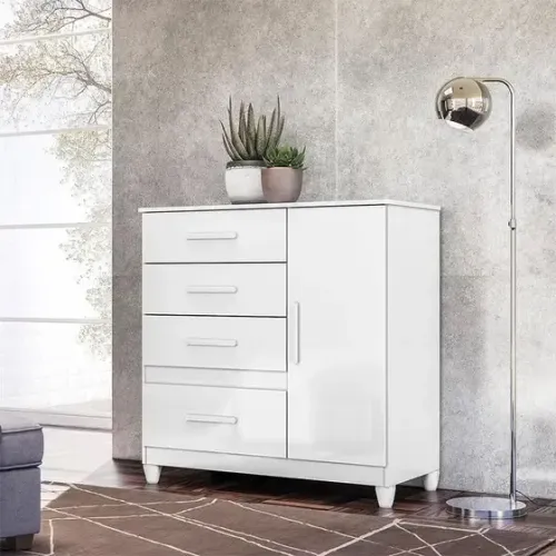 Cômoda Sapateira Infantil Ambiente Vênus Branco Cores Flex com Pés - Moval