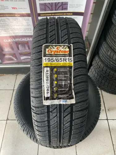 Pneu 195/65/15 Remold Crystone *borracha vipal* (instalação grátis)