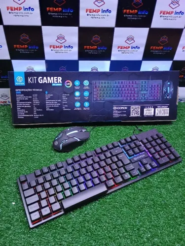 KIT Gamer Teclado e Mouse RGB, Preto, ABNT2, Anti-Ghosting, Anti Respingo, TPC-096KP