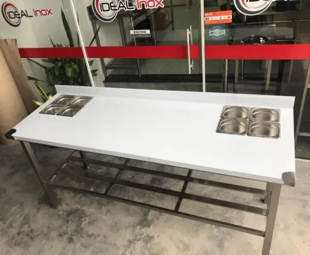 Mesa com condimentadora embutia - item em inox - novo
