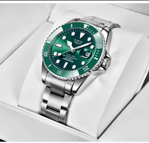 Relógio Masculino Impermeável Lige Quartzo Moda Luxo Pulseira em aço inoxidável