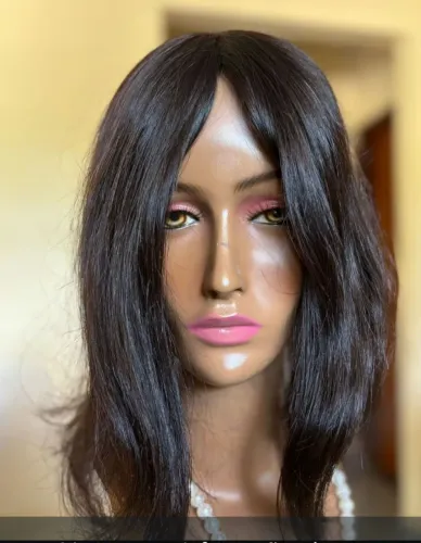Prótese capilar de cabelo humano - Longa e lisa