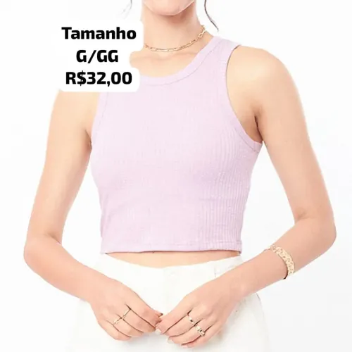 Top cropped lilás canelado Tamanho G/GG