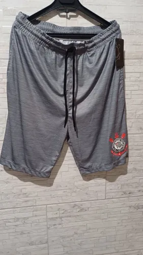 Shorts Masculino Cinza com Escudo do Corinthians