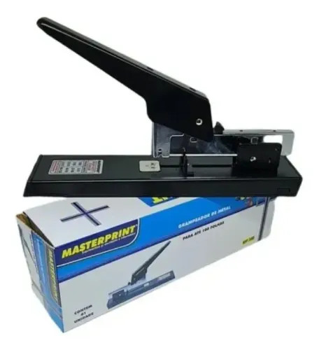 Grampeador Metal Profissional Até 100 Folhas Masterprint Preto