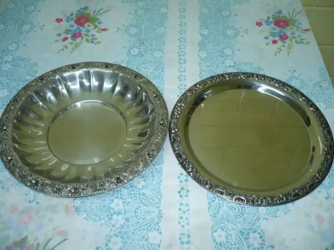 BANDEJA  +  FRUTEIRA  DE  AÇO  INOX
