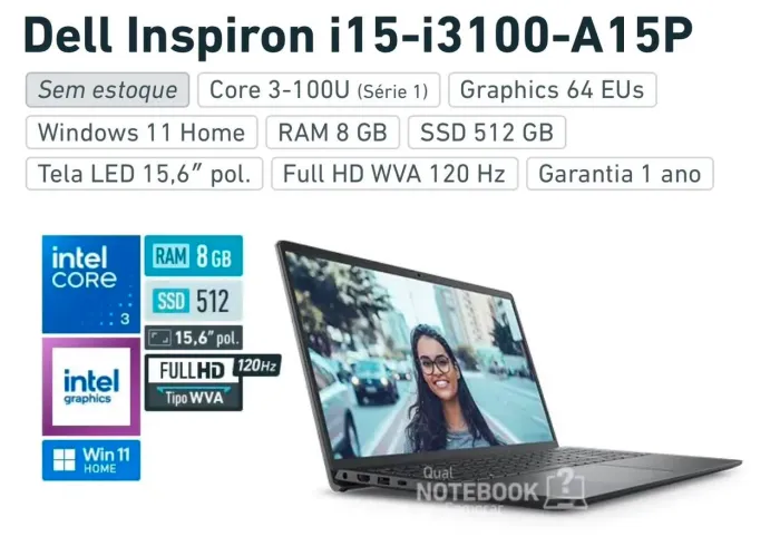 Dell inspiron i15-i3100-a15p (Novo)
