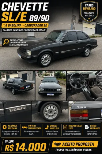 Chevrolet Chevette L / SL / Sl/e / DL / SE 1.6 1990