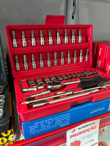 Kit Soquete com catraca uso leve com 46 peças