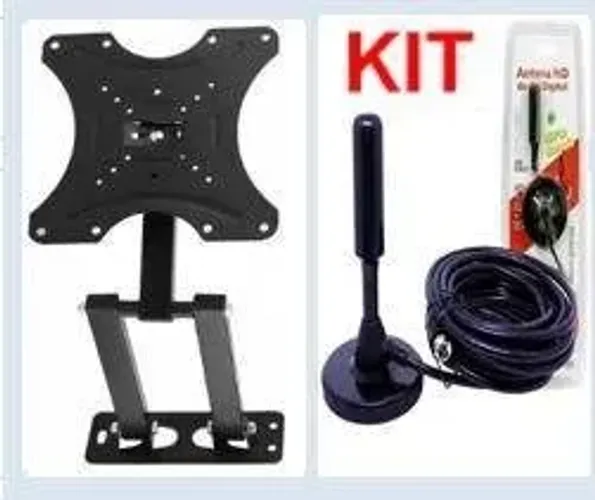Kit Antena Digital 2,5m + Suporte Articulado Tv Smart até 55 polegadas