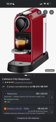 Cafeteira Nespresso Citiz 220v