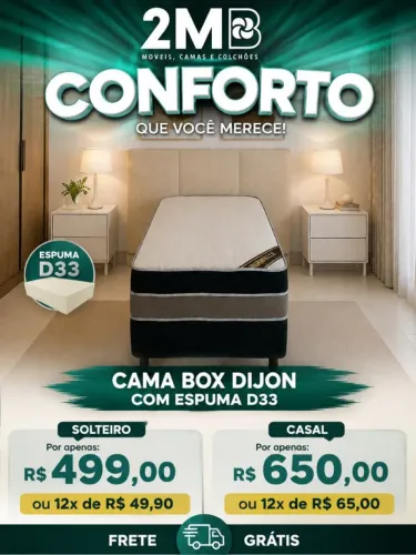 Cama Box D33 Casal e Solteiro