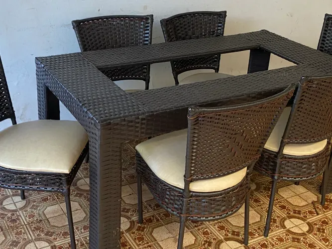Jogo de mesa de jantar de área externa