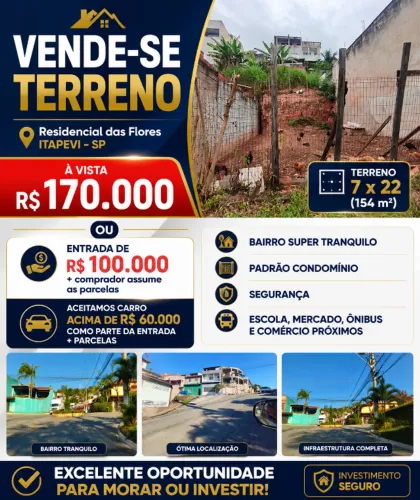 Terreno 7x22 Em local super tranquilo próximo de tudo.