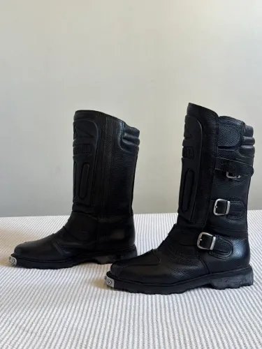 Bota de couro moto Cano alto
